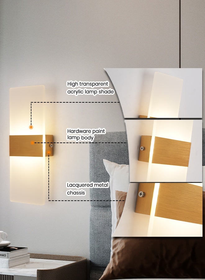 YATAI LIGHTING Modern Minimalist LED Wall Light, 4W, Gold, 3-Color Dimmable (3000K-6000K), Acrylic & Metal Wall Lamp for Bedroom, Mirror Side, Dressing Table, Hallway - Image 4