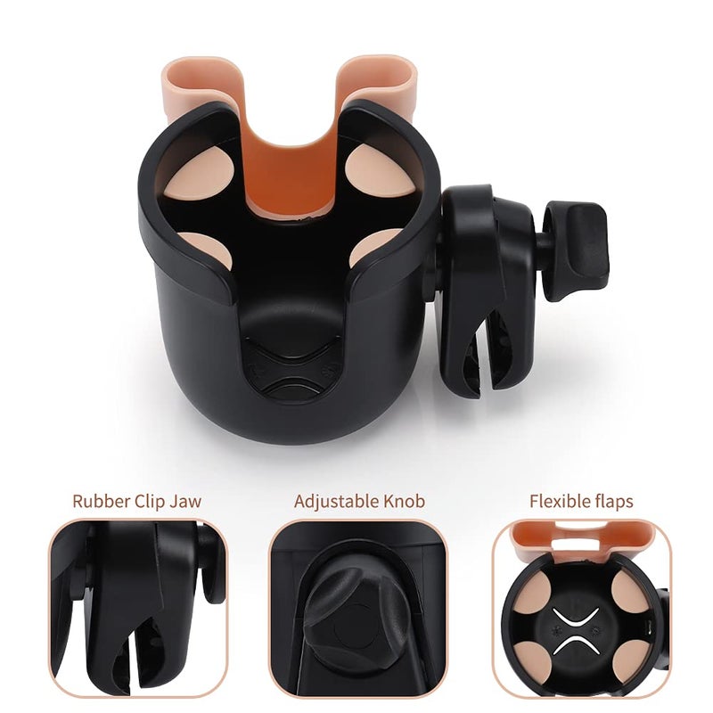 Accmor 2-in-1 Universal Cup Holder with Phone Holder, Stroller Cup Holders, Drinks Bottle Cage for Strollers, Wheelchairs, Walkers, Bicycles, Scooters ï»¿ - Image 4