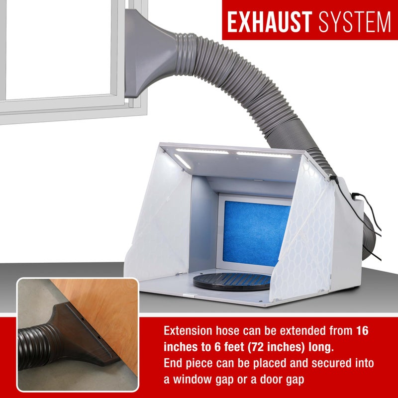 Master Airbrush Portable Airbrush Spray Booth Kit with Dual Exhaust Fans, 4 LED Lights, Turntable & Extension Hose, 16"x18"x13" Hobby Airbrush Booth for Painting, Models, Arts, Crafts, Cakes - Image 5