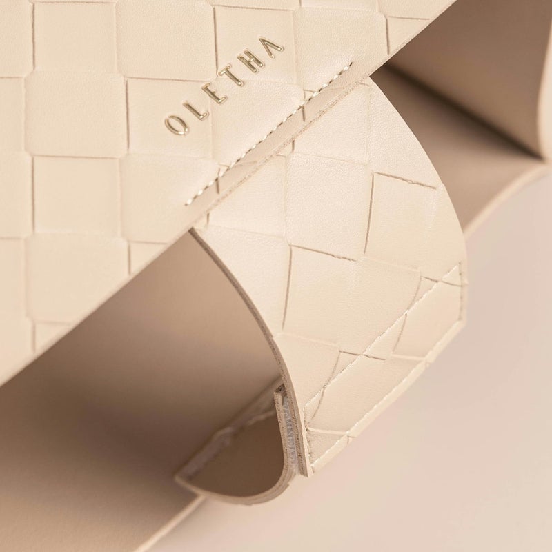 OLETHA Aesthetic Rectangle Tissue Box Cover  Medium Flat Box Tissues Holder Rectangular  Woven Textured  Light Taupe - Image 4