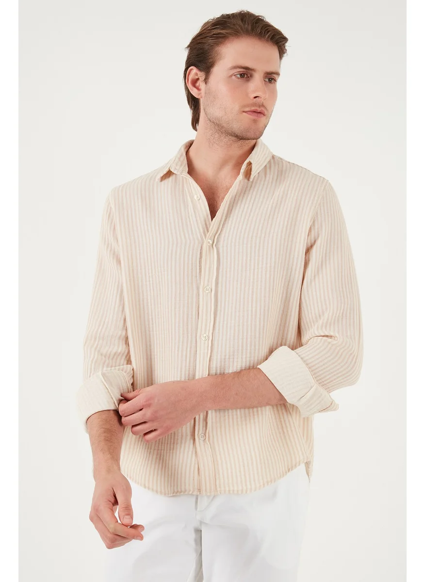 Buratti Striped Regular Fit Cotton Long Sleeve Shirt Men's Shirt CF25S129721
