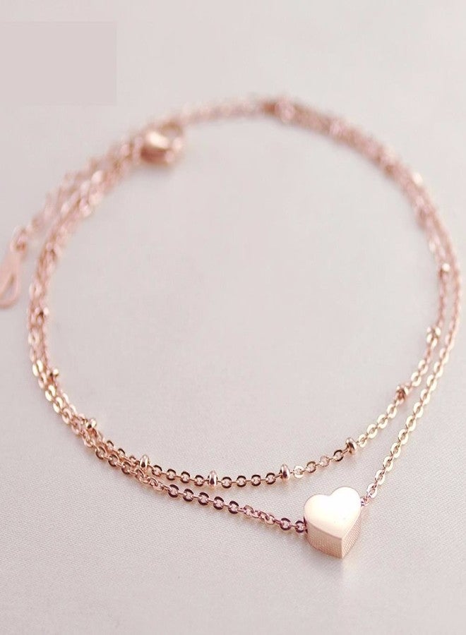 Shining Diva Jewellery Rose Gold Heart Anklet for Girls and Women (8280a) - Image 5