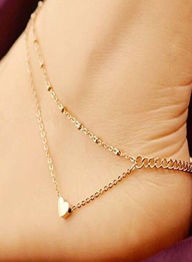 Shining Diva Jewellery Rose Gold Heart Anklet for Girls and Women (8280a) - Image 4
