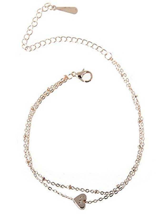 Shining Diva Jewellery Rose Gold Heart Anklet for Girls and Women (8280a) - Image 1