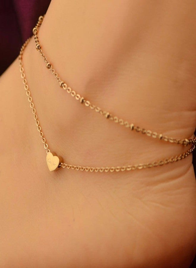 Shining Diva Jewellery Rose Gold Heart Anklet for Girls and Women (8280a) - Image 2