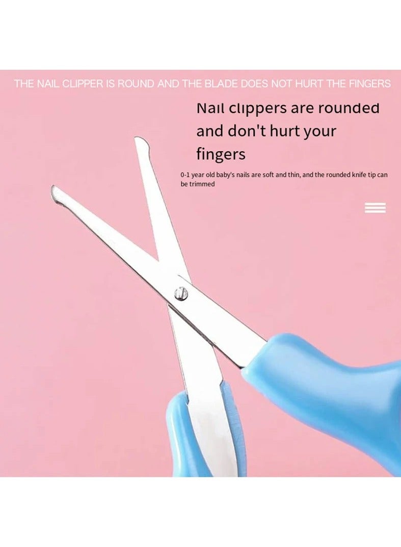مجموعة العناية الاولية للاطفال من 4 قطع ، مجموعة العناية بالاظافر للاطفال وحديثى الولادة مقص وقصافة اظافر ومبرد للاظافر مع منظف لانف واذن الاطفال (ازرق) - Image 4