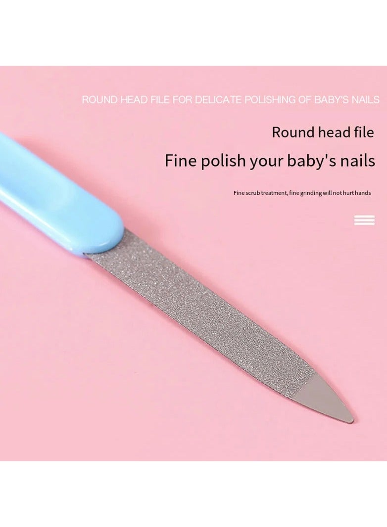 مجموعة العناية الاولية للاطفال من 4 قطع ، مجموعة العناية بالاظافر للاطفال وحديثى الولادة مقص وقصافة اظافر ومبرد للاظافر مع منظف لانف واذن الاطفال (ازرق) - Image 5