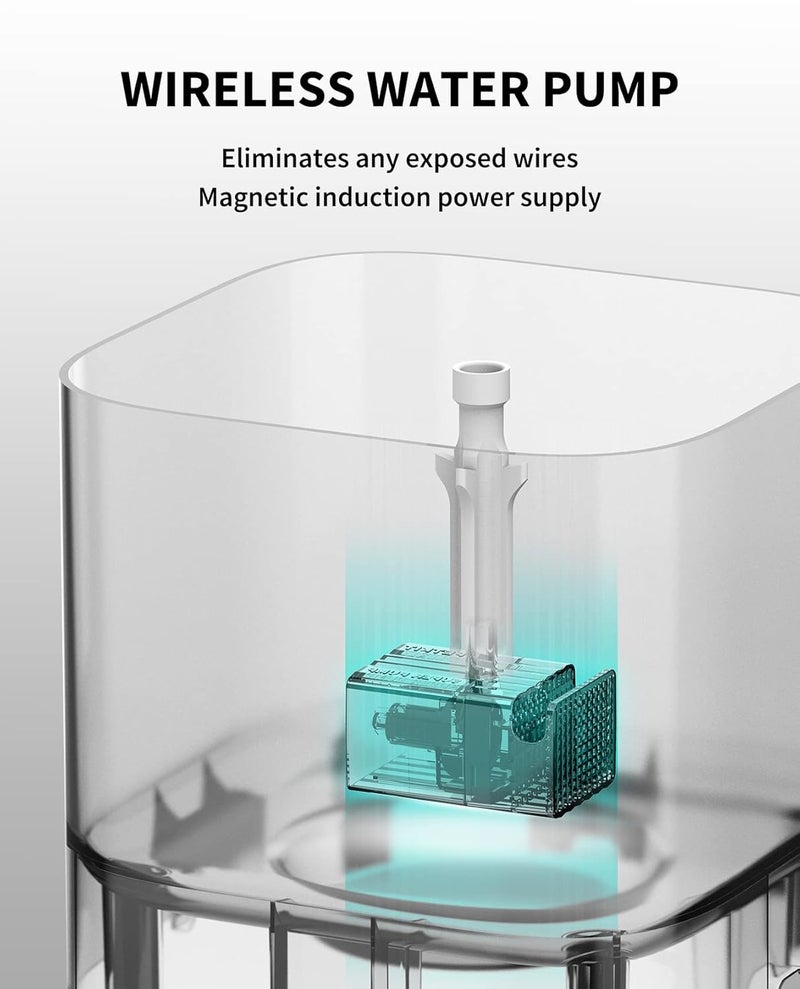 PETKIT New Wireless Pump Dog Cat Water Fountain, Quiet and Anti-Dry Pet Water Fountain with Wireless Pump for Indoor Cats/Dogs-1.85L - Image 3