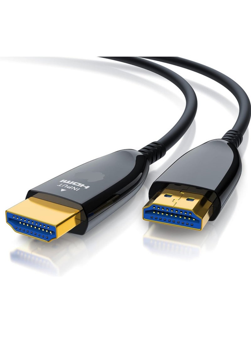 كابل HDMI 2.1 بالألياف الضوئية بطول 20 متر - سرعة فائقة بدقة 8K@120Hz و4K@240Hz، يدعم HDR10+، 3D، eARC، CEC، وحماية HDCP 2.3 مع وصلات مطلية بالذهب  - Image 1