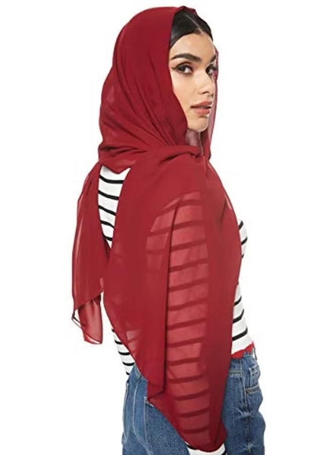 شادو حجاب شيفون سادة شيلة كستنائي - Image 2