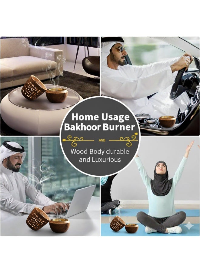 ما وراء الأساسيات مبخرة فحم أنيقة على شكل خشبي محمولة وموزعة للروائح مع لون نحاسي للبخور. - Image 3