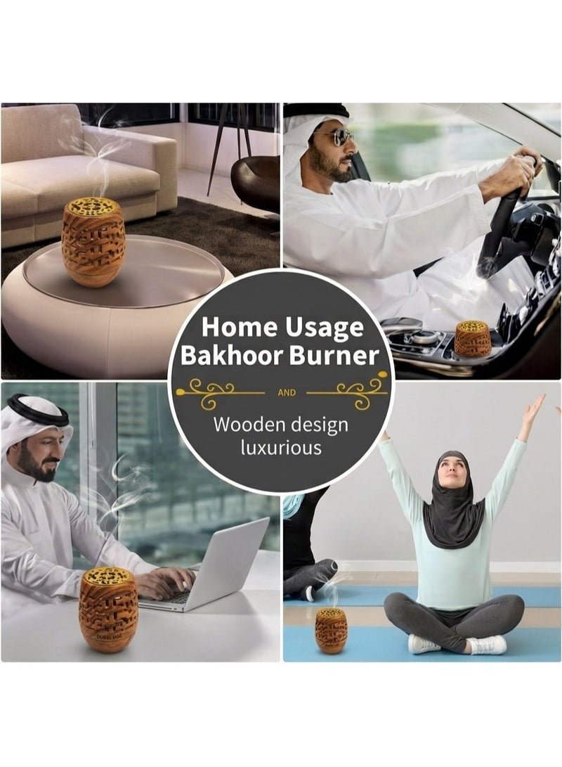 ما وراء الأساسيات مبخرة فحم أنيقة على شكل خشبي محمولة وموزعة للروائح مع لون نحاسي للبخور. - Image 4