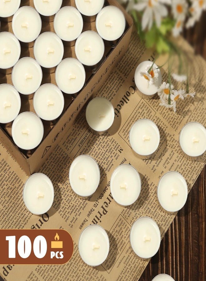 MAKALONE Soy Tea Lights Candles 100 Pack,4 Hours Long Burning-Natural Soy Wax Tealights Candles,Paraffin-Free,Unscented,Clean Burn Tea Lights Votive Candle Bulk for Weddings,Dinner - Image 2