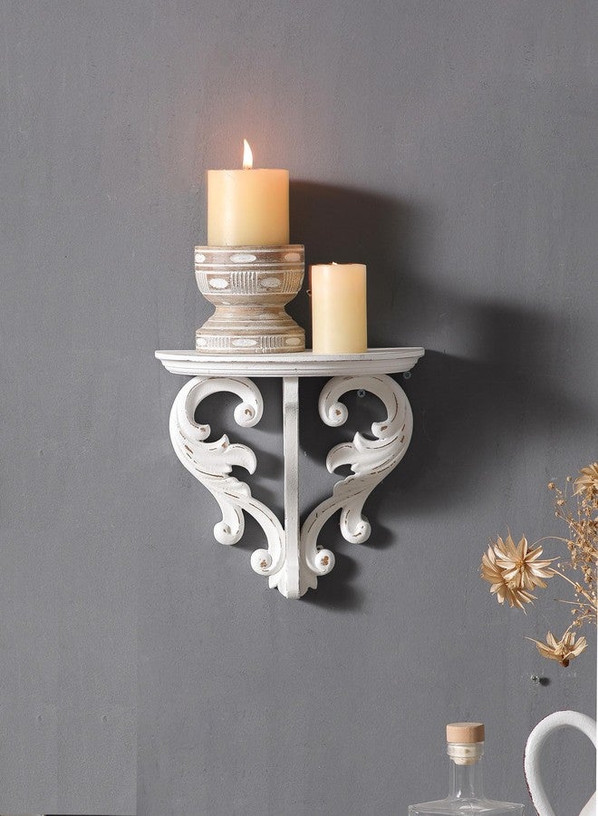 SOFE Farmhouse 10 Inches Wide Floating Shelves for Wall - Vintage Shelf Wooden - Distressed White Wall Shelf Small - Decorative Book Shelves Walls for Room - Image 2