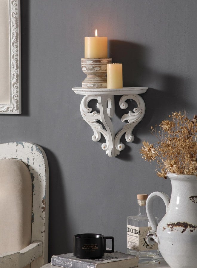 SOFE Farmhouse 10 Inches Wide Floating Shelves for Wall - Vintage Shelf Wooden - Distressed White Wall Shelf Small - Decorative Book Shelves Walls for Room - Image 3