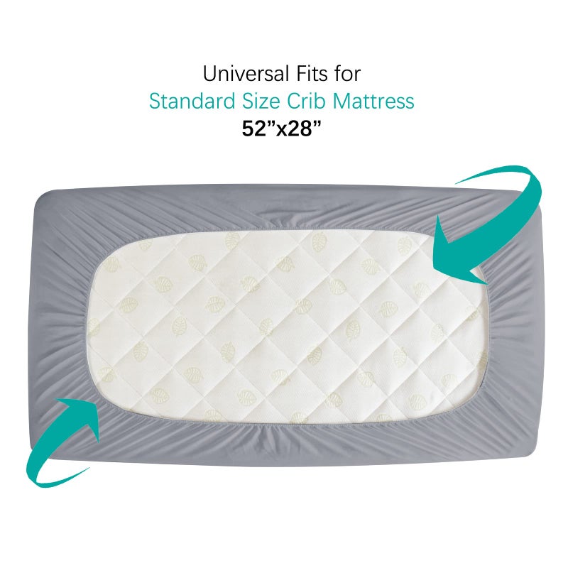 Biloban Crib Mattress Protector Sheets Waterproof 2 Pack, Quilted Crib Mattress Pad Cover Fitted Fits for Baby Toddler Bed Mattress, Grey, 52” x 28” - Image 5