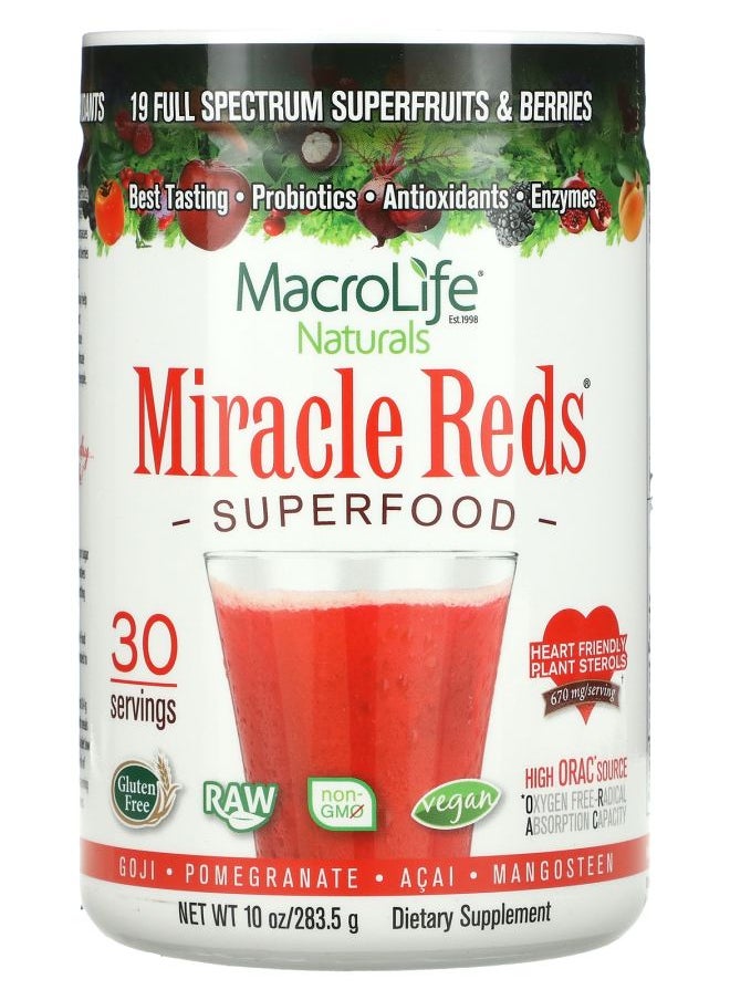 MacroLife Naturals - Miracle Reds Superfood Goji-Pomegranate-Acai-Mangosteen 10 oz (283.5 g) - Image 1