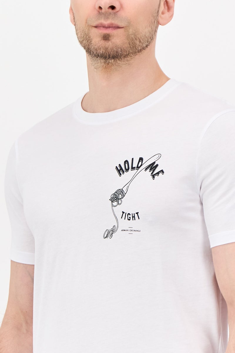 armani تي شيرت بأكمام قصيرة من أ/إكس أرماني إكستشينج للرجال بتصميم جرافيكي، أبيض - Image 2