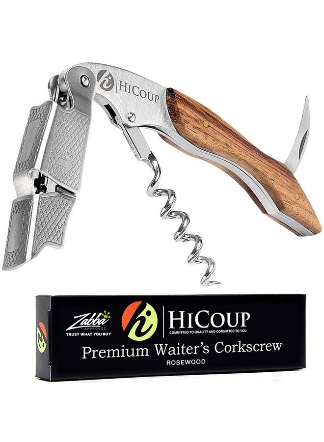 HiCoup Kitchenware Hicoup Wine Opener - Professional Corkscrews for Wine Bottles w/Foil Cutter and Cap Remover - Manual Wine Key for Servers, Waiters, Bartenders and Home Use - Classic Rosewood  - Image 1