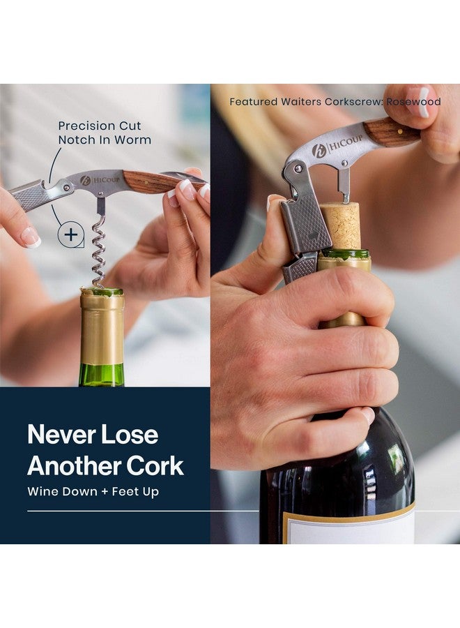 HiCoup Kitchenware Hicoup Wine Opener - Professional Corkscrews for Wine Bottles w/Foil Cutter and Cap Remover - Manual Wine Key for Servers, Waiters, Bartenders and Home Use - Classic Rosewood  - Image 2