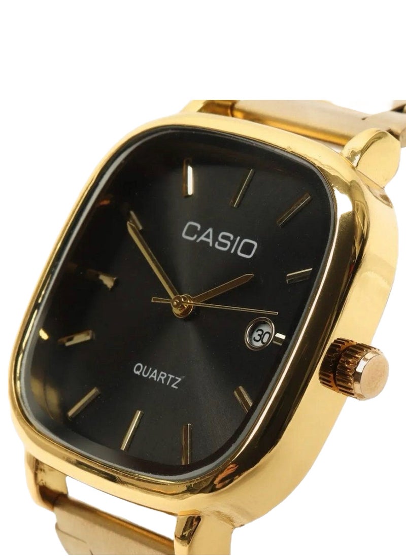 CASIO - Casio Gold-Tone Quartz Watch with Black Dial - Image 1