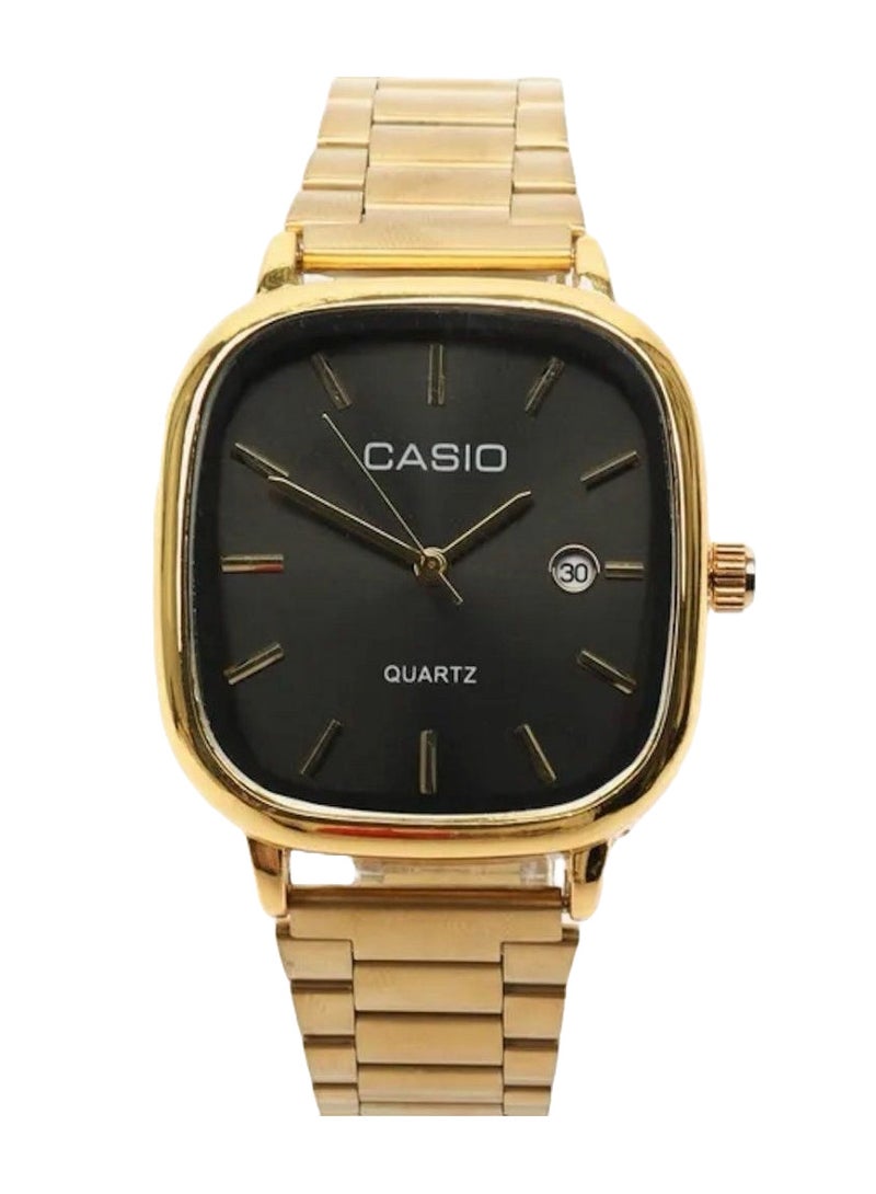 Casio Gold-Tone Quartz Watch with Black Dial - Image 1