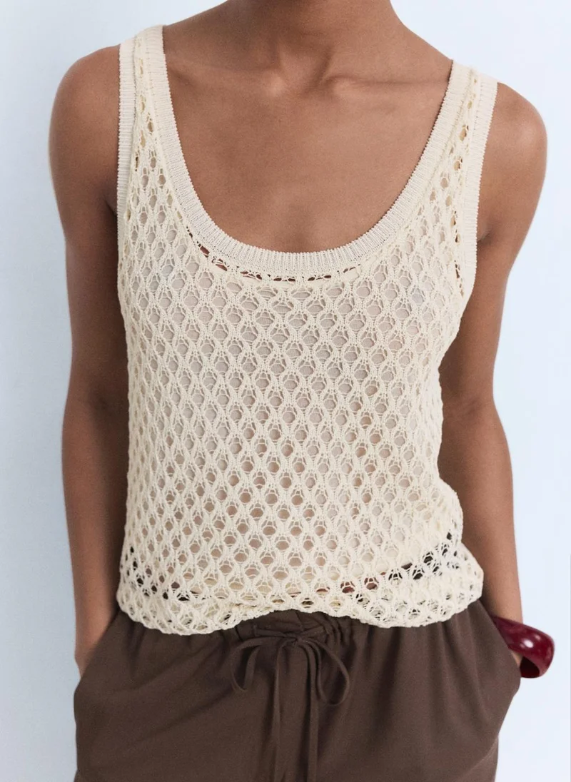 MANGO Straps Crochet Top
