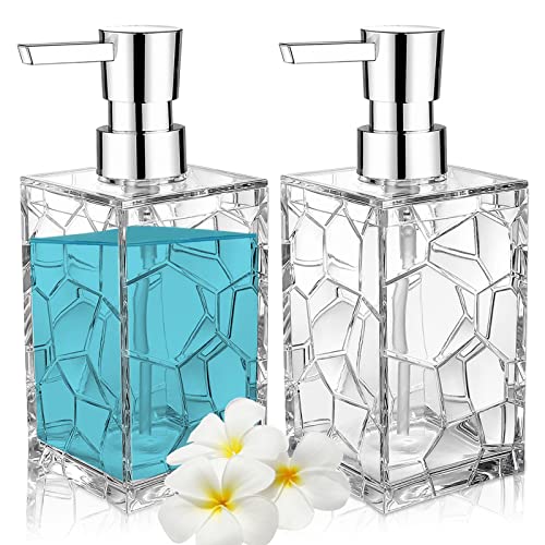 YAUKPH 2 Pack Clear Rust Proof Soap Dispenser, Acrylic Plastic Hand Soap Lotion Dispenser Set for Bathroom&Kitchen - Image 1