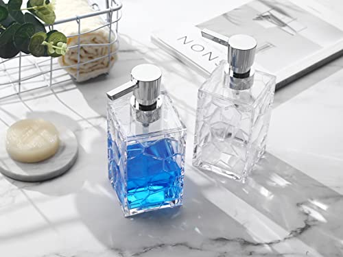 YAUKPH 2 Pack Clear Rust Proof Soap Dispenser, Acrylic Plastic Hand Soap Lotion Dispenser Set for Bathroom&Kitchen - Image 5