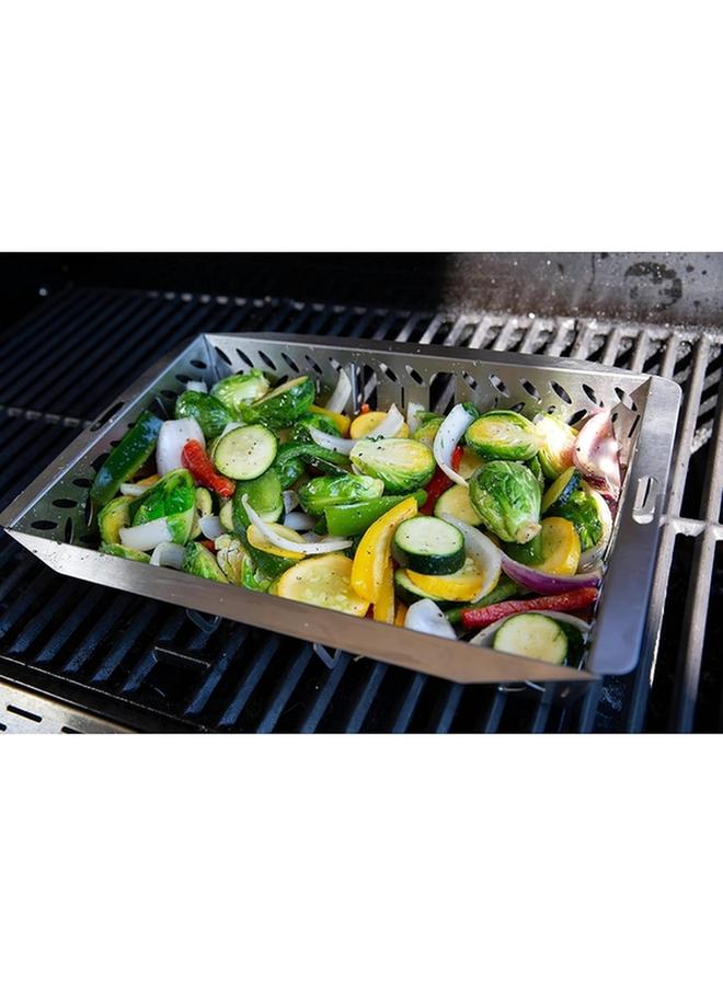 برود_جريل سلة شواء متعددة الاستخدامات من الفولاذ المقاوم للصدأ باللونين الفضي والأسود 10 × 15 بوصة 5101P - Image 4