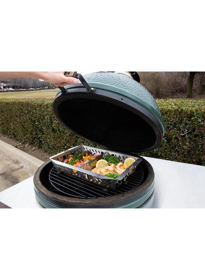 برود_جريل سلة شواء متعددة الاستخدامات من الفولاذ المقاوم للصدأ باللونين الفضي والأسود 10 × 15 بوصة 5101P - Image 5