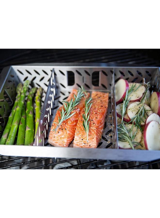 برود_جريل سلة شواء متعددة الاستخدامات من الفولاذ المقاوم للصدأ باللونين الفضي والأسود 10 × 15 بوصة 5101P - Image 3