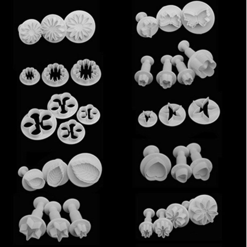 Zuoyou 33 Piece Fondant Cake Cookie Plunger Cutter Sugarcraft Flower Leaf Butterfly Heart Shape Decorating Mold DIY Tools - Image 3