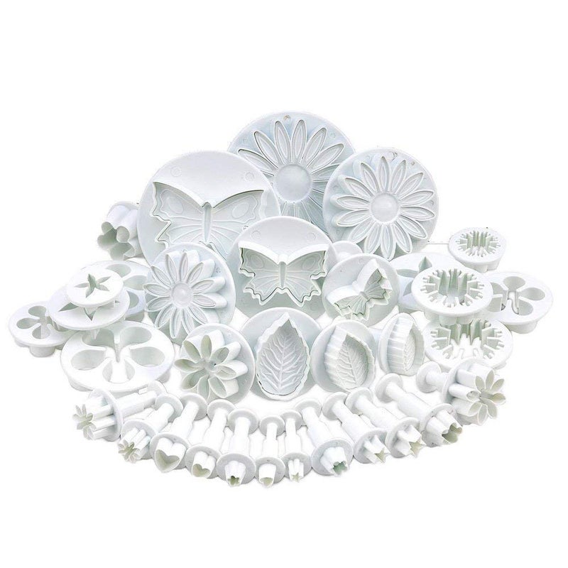 Zuoyou 33 Piece Fondant Cake Cookie Plunger Cutter Sugarcraft Flower Leaf Butterfly Heart Shape Decorating Mold DIY Tools - Image 1