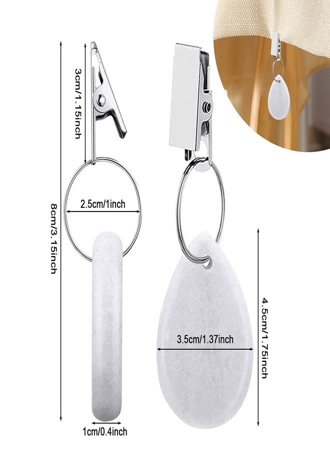 Aulufft 12 Pieces Tablecloth Weights, Teardrop Shape Stone Hangers with Metal Clip Pendants for Outdoor Picnic Family Dinner Decoration - Image 3
