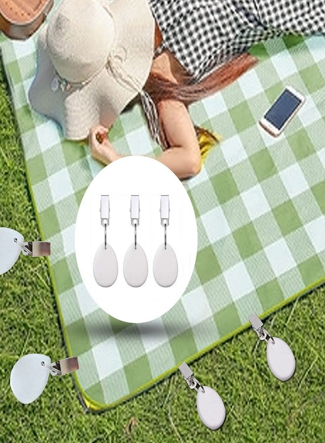 Aulufft 12 Pieces Tablecloth Weights, Teardrop Shape Stone Hangers with Metal Clip Pendants for Outdoor Picnic Family Dinner Decoration - Image 5