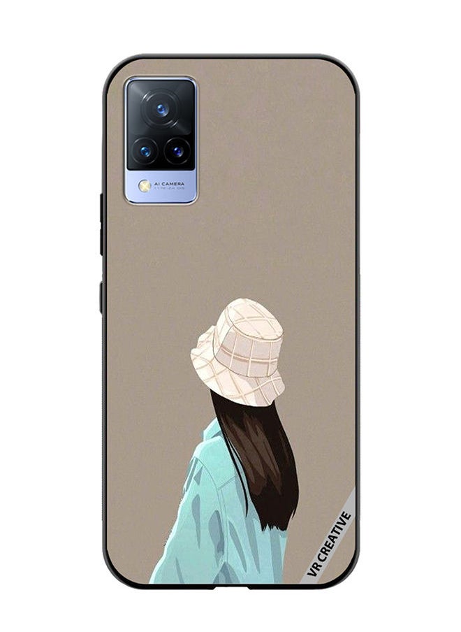 VR CREATIVE - Protective Case Cover For Vivo V21 5G Brown Hat Girl Design Multicolour - Image 1