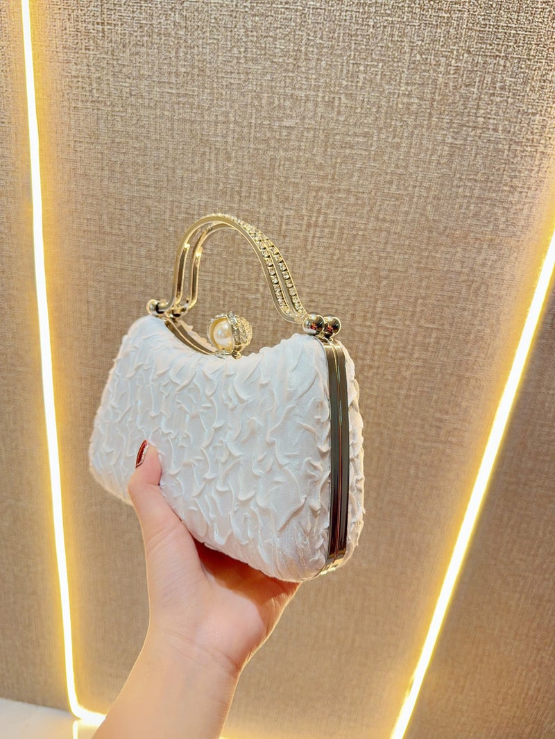 New Banquet Handbag Female Celebrity Evening Dress With Pleated Handbag Large Cheongsam Bag Crossbody Evening Bag - Image 3