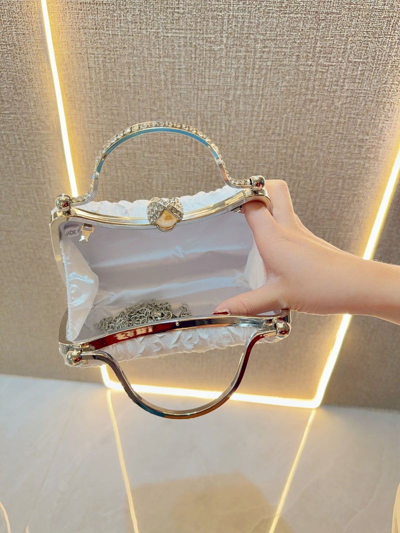 New Banquet Handbag Female Celebrity Evening Dress With Pleated Handbag Large Cheongsam Bag Crossbody Evening Bag - Image 4