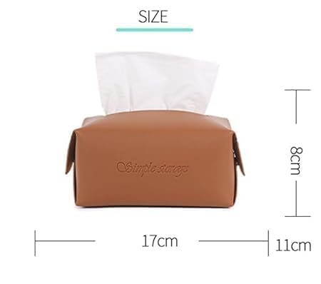 MINTOX Pu Leather Tissue Box Holder Rectangular, Tissue Box Cover Dispenser for Car, Home, Bathroom, Bedroom, Office, Night Stands, Desks and Tables Pack of 1 - Image 2