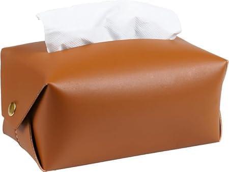 MINTOX Pu Leather Tissue Box Holder Rectangular, Tissue Box Cover Dispenser for Car, Home, Bathroom, Bedroom, Office, Night Stands, Desks and Tables Pack of 1 - Image 1