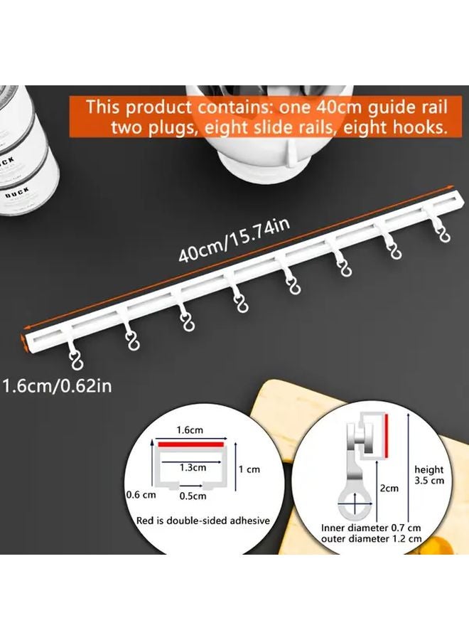 15.75 بوصة خطافات مسار منزلق لاصقة بدون حفر منظف باب الخزانة الثقيل - Image 4