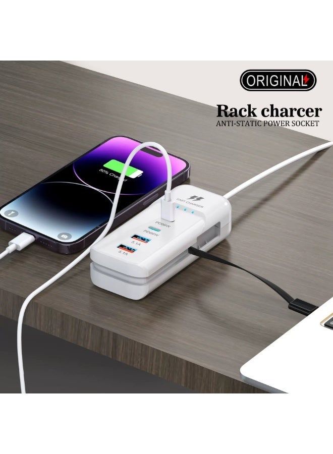 GALUIN New model mobile phone charger with 2 USB ports and 2 Type-C ports for multi-port fast charging, universal socket extension cord - Image 4