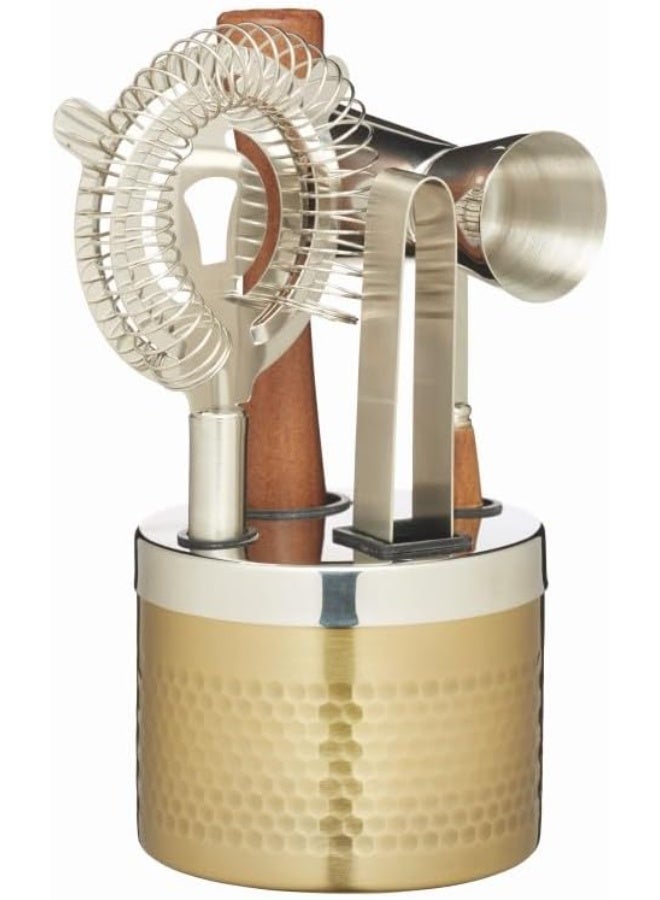 باركرافت طقم أدوات كوكتيل باركرافت مكون من خمس قطع بلمسة نهائية من النحاس المطروق، معبأ في علبة هدايا - Image 1