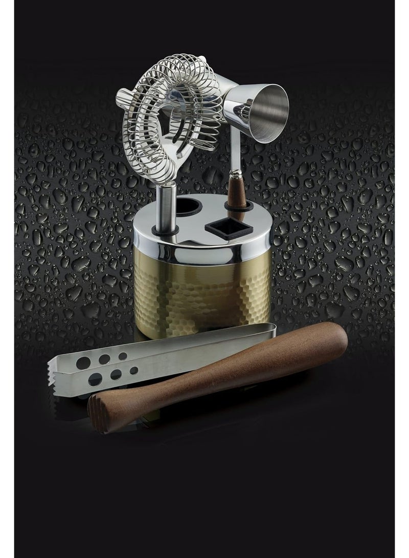 باركرافت طقم أدوات كوكتيل باركرافت مكون من خمس قطع بلمسة نهائية من النحاس المطروق، معبأ في علبة هدايا - Image 4