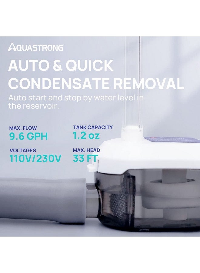 Aquastrong Mini Split HVAC Condensate Pump, 9.6 GPH, 115V/230V, Automatic Safety Switch, AC Condensate Removal for Air Conditioner, Furnace, Dehumidifier, 3.3' Power Cord