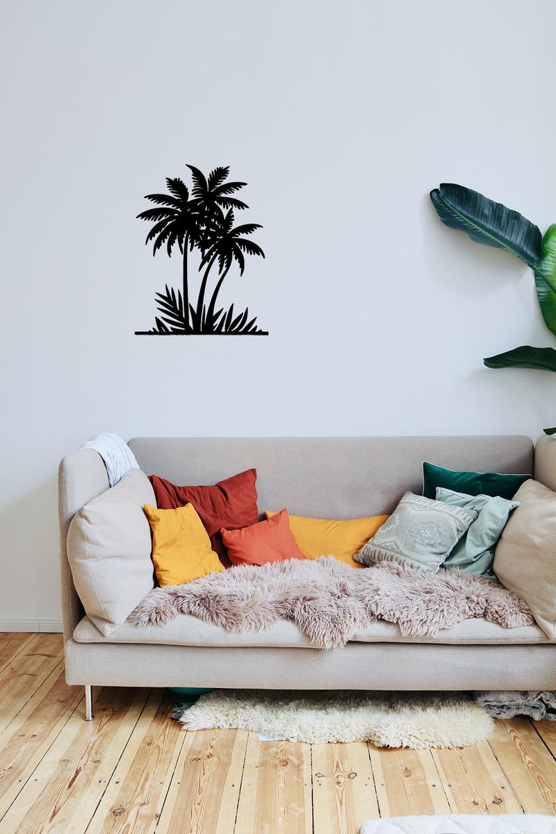 Benziso Palm Tree Metal Wall Art Tropical plants Wall Decor Beach Theme Wall Sculptures Coastal Wall Hanging for Bathroom Living Room Indoor Outdoor (Black) - Image 5