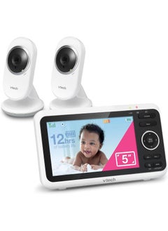vtech VTech [Upgraded] VM350-2 Baby Monitor, 5" Screen, 2 Cameras, 1000ft Range, Night Vision, 2-Way Audio, Lullabies, Secure Transmission No WiFi  - Image 1