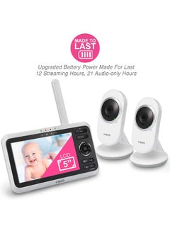 vtech VTech [Upgraded] VM350-2 Baby Monitor, 5" Screen, 2 Cameras, 1000ft Range, Night Vision, 2-Way Audio, Lullabies, Secure Transmission No WiFi  - Image 3
