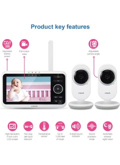 vtech VTech [Upgraded] VM350-2 Baby Monitor, 5" Screen, 2 Cameras, 1000ft Range, Night Vision, 2-Way Audio, Lullabies, Secure Transmission No WiFi  - Image 2